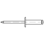 Offene Blindniete (Al.-leg.) mit Sollbruchdorn (Stahl verzinkt) mit gr. Flachkopf (Ø = 9,5) ~DIN 7337