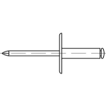 Offene Blindniete (Al.-leg.) mit Sollbruchdorn (Stahl verzinkt) mit gr. Flachkopf (Ø = 16) ~DIN 7337