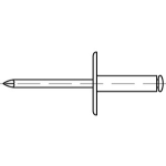 Offene Blindniete (Stahl verz.) mit Sollbruchdorn (Stahl verz.) mit gr. Flachkopf (Ø = 16) ~DIN 7337