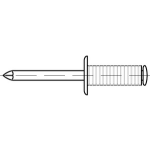 Offene Blindniete (Alu leg.) mit Sollbruchdorn (Stahl verz.) mit Flachrundkopf gerillt