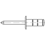 Offene Blindniete (ALU leg.) mit Sollbruchdorn (A 2) Flachkopf mit Mehrbereichsschaft
