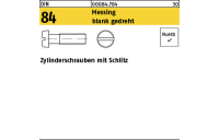 100 Stück, DIN 84 Messing blank gedreht Zylinderschrauben mit Schlitz - Abmessung: M 1 x 2