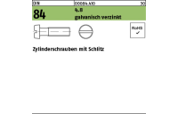 200 Stück, DIN 84 4.8 galvanisch verzinkt Zylinderschrauben mit Schlitz - Abmessung: M 2,5 x 3