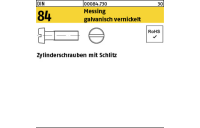 200 Stück, DIN 84 Messing galvanisch vernickelt Zylinderschrauben mit Schlitz - Abmessung: M 2,5 x 8