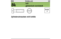 2000 Stück, DIN 84 4.8 galvanisch vernickelt Zylinderschrauben mit Schlitz - Abmessung: M 3 x 10