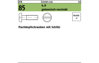 2000 Stück, DIN 85 4.8 galvanisch verzinkt Flachkopfschrauben mit Schlitz - Abmessung: M 3 x 4