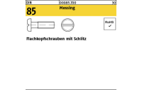 200 Stück, DIN 85 Messing Flachkopfschrauben mit Schlitz - Abmessung: M 4 x 6