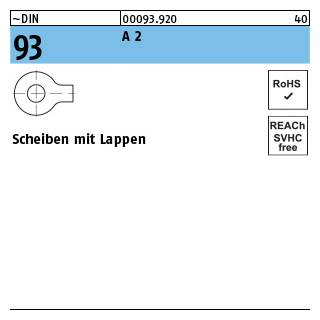 50 Stück, ~DIN 93 A 2 Scheiben mit Lappen - Abmessung: 5,3