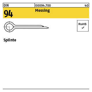 200 Stück, DIN 94 Messing Splinte - Abmessung: 1,6 x 20