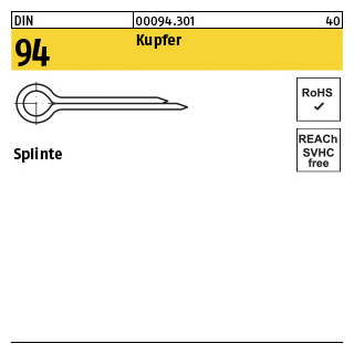 100 Stück, DIN 94 Kupfer Splinte - Abmessung: 3,2 x 50