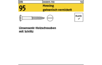 500 Stück, DIN 95 Messing galvanisch vernickelt Linsensenk-Holzschrauben mit Schlitz - Abmessung: 2 x 12