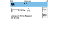 200 Stück, DIN 95 A 2 Linsensenk-Holzschrauben mit Schlitz - Abmessung: 3 x 25