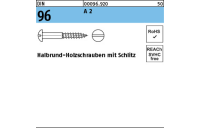 200 Stück, DIN 96 A 2 Halbrund-Holzschrauben mit Schlitz - Abmessung: 2,5 x 12