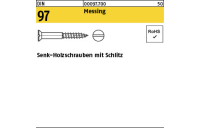 500 Stück, DIN 97 Messing Senk-Holzschrauben mit Schlitz - Abmessung: 1,6 x 8