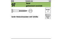 500 Stück, DIN 97 Stahl galvanisch verzinkt Senk-Holzschrauben mit Schlitz - Abmessung: 2 x 16