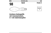 10 Stück, DIN 98 Stahl Form E Drehbare Ballengriffe mit Gewindezapfen, mit Innensechskant - Abmessung: E 20 M 8