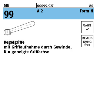 DIN 99 A 2 Form N Kegelgriffe mit Griffaufnahme durch Gewinde, geneigte Griffachse - Abmessung: N 80 M 10, Inhalt: 10 Stück