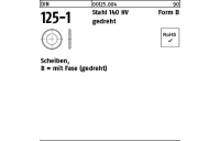 100 Stück, DIN 125-1 Stahl 140 HV Form B gedreht Scheiben, mit Fase (gedreht) - Abmessung: 1,3 x 3,5x 0,3