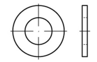 200 Stück, DIN 125-1 Stahl 140 HV Form A Scheiben, ohne Fase - Abmessung: 2,7 x 6 x0,5