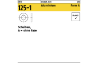 100 Stück, DIN 125-1 Aluminium Form A Scheiben, ohne Fase - Abmessung: 5,3 x10 x1