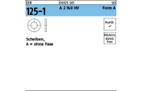 100 Stück, DIN 125-1 A 2 140 HV Form A Scheiben, ohne Fase - Abmessung: 13 x24 x2,5