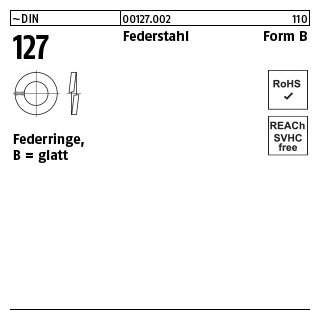 1000 Stück, ~DIN 127 Federstahl Form B Federringe, glatt - Abmessung: B 2