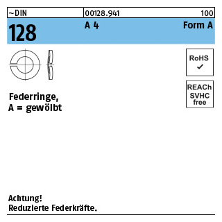 1000 Stück, ~DIN 128 A 4 Form A Federringe, gewölbt - Abmessung: A 3