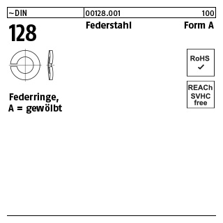 1000 Stück, ~DIN 128 Federstahl Form A Federringe, gewölbt - Abmessung: A 4