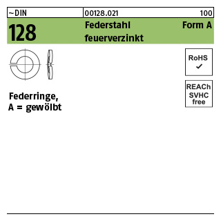 1000 Stück, ~DIN 128 Federstahl Form A feuerverzinkt Federringe, gewölbt - Abmessung: A 10