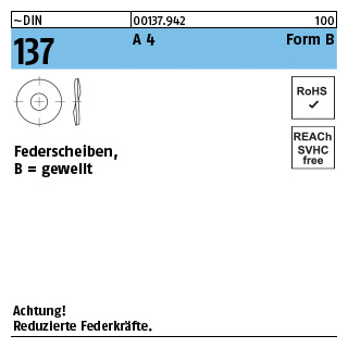 1000 Stück, ~DIN 137 A 4 Form B Federscheiben, gewellt - Abmessung: B 3