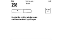 10 Stück, DIN 258 Stahl Kegelstifte mit Gewindezapfen und konstanten Kegellängen - Abmessung: 8 x 55