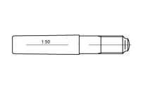 100 Stück, DIN 258 Stahl Kegelstifte mit Gewindezapfen und konstanten Kegellängen - Abmessung: 10 x 75
