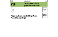 100 Stück, DIN 315 Temperguss/Stahl galvanisch verzinkt Flügelmuttern, runde Flügelform, Produktklasse C (g) - Abmessung: M 5