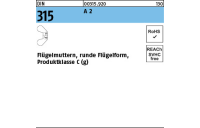 50 Stück, DIN 315 A 2 Flügelmuttern, runde Flügelform, Produktklasse C (g) - Abmessung: M 5