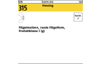 100 Stück, DIN 315 Messing Flügelmuttern, runde Flügelform, Produktklasse C (g) - Abmessung: M 6