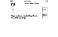 100 Stück, DIN 315 Temperguss Flügelmuttern, runde Flügelform, Produktklasse C (g) - Abmessung: M 8