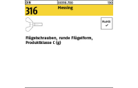 100 Stück, DIN 316 Messing Flügelschrauben, runde Flügelform, Produktklasse C (g) - Abmessung: M 4 x 16