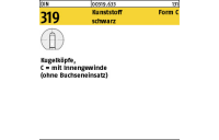 25 Stück, DIN 319 Kunststoff Form C schwarz Kugelknöpfe, C = mit Innengewinde (ohne Buchseneinsatz) - Abmessung: 16 M 4