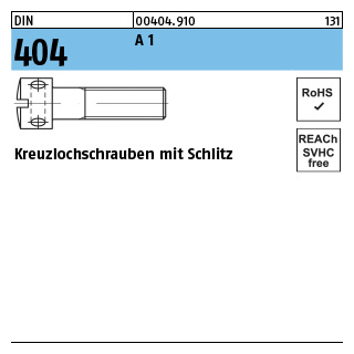 100 Stück, DIN 404 A 1 Kreuzlochschrauben mit Schlitz - Abmessung: M 3 x 6