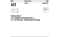 50 Stück, DIN 431 14 H Form B Rohrmuttern mit zölligem Rohrgewinde G, mit einseit. Gewindeansenkung - Abmessung: BG 1/8 SW19