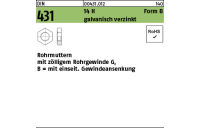 50 Stück, DIN 431 14 H Form B galvanisch verzinkt Rohrmuttern mit zölligem Rohrgewinde G, mit einseit. Gewindeansenkung - Abmessung: BG 1/8 SW19