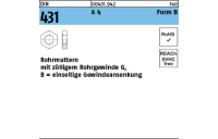 10 Stück, DIN 431 A 4 Form B Rohrmuttern mit zölligem Rohrgewinde G, einseitige Gewindeansenkung - Abmessung: BG 1/2 SW32