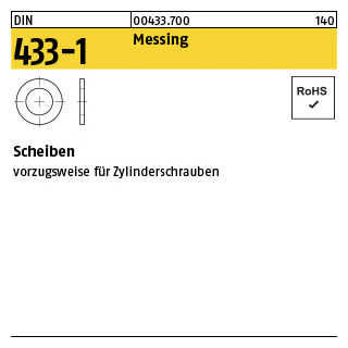 5000 Stück, DIN 433-1 Messing Scheiben - Abmessung: 2,2 x 4,5x0,3