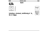 100 Stück, DIN 434 Stahl Scheiben, vierkant, keilförmig 8 %, für U-Träger - Abmessung: 11