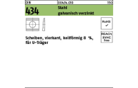 100 Stück, DIN 434 Stahl galvanisch verzinkt Scheiben, vierkant, keilförmig 8 %, für U-Träger - Abmessung: 13,5