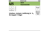 100 Stück, DIN 435 Stahl feuerverzinkt Scheiben, vierkant, keilförmig 14 %, für Doppel-T-Träger - Abmessung: 9