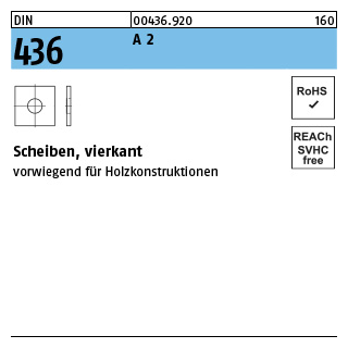 50 Stück, DIN 436 A 2 Scheiben, vierkant - Abmessung: 17,5x 50 x 5