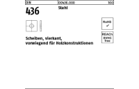 50 Stück, DIN 436 Stahl Scheiben, vierkant, vorwiegend für Holzkonstruktionen - Abmessung: 24 x 70 x 6