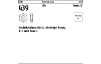 100 Stück, DIN 439 04 Form B Sechskantmuttern, niedrige Form, mit Fasen - Abmessung: BM 2