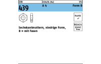 100 Stück, DIN 439 A 4 Form B Sechskantmuttern, niedrige Form, mit Fasen - Abmessung: BM 2